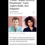 Jess Salgueiro Instagram - FRASIER’S BACK!!! 🥗 🍳 So pumped to be a part of this legendary team. 💫 💫 💫 Thank you @deadline @variety 💘