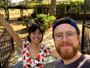 Jessica Lu Instagram - One of my fav pics and memories with my B. It was a few days after we eloped and we were road-tripping back to LA. This place had an outdoor bathtub on a large secluded lot and we locked ourselves out. No cell phones. No clothes. Oprah couldn’t open any of the windows, completely useless. There was a house up the hill in the distance and we had to use the full moon light to carefully tread over, avoiding rattlesnakes and coyotes. We got up to a very tall barbed wire fence and C made me call out, saying it was “less threatening” if I did it. In my best 12yo little girl fern gully pixie voice I called out “hellooo” and then 15 very large, very loud dogs came racing over to the fence ready to attack. There’s more to this story but lol. Anyway we survived. Happy belated Valentine’s Day to my dude, who I love so much. Can’t believe I made it on your grid. #honeymoon