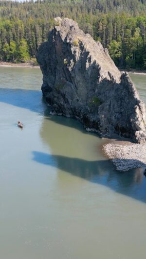 Jim Baird Instagram - The Three Sister Rocks along the Stikine River was a pretty incredible sight to see.  We passed them on day 1 shortly before we decided to make camp for the night.. before the weather went to sh*t… 

Check out episode 1 of our Stikine River trip over on YouTube, link in bio!

#threesisterrocks #stikineriver #adventurefamily #rockformation