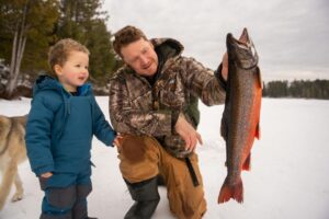 Jim Baird Instagram - Just back from an awesome couple nights out family winter camping in our area. Hand lining this fish in on 6lb test took some time but I landed my PB from this species. Can anyone tell me what kind of fish this is? Stay tuned for the video on this adventure and it won’t be long until we head out again. 

#outdoors #icefishing #wintercamping #adventuresinnorthernontario #familycamping #walltent #nightphotography