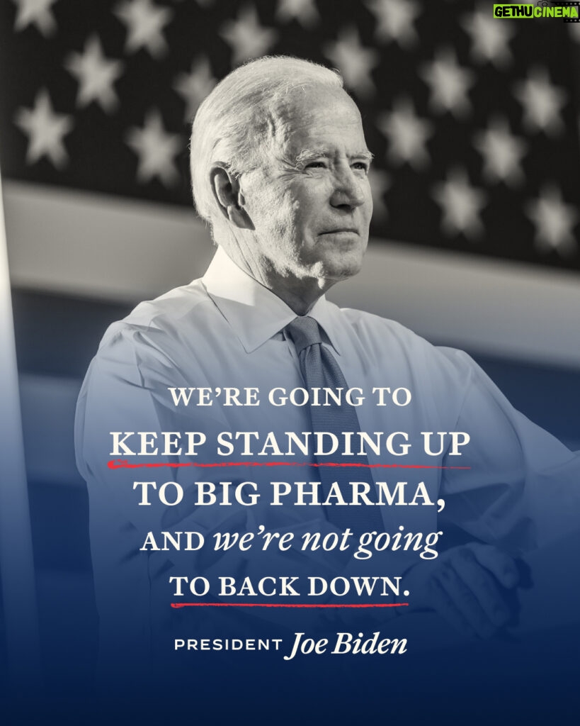 Joe Biden Instagram - We're not only working to slow price hikes, we're also working to bring down drug prices. The Inflation Reduction Act finally gives Medicare the power to negotiate to lower drug prices. With this law, we finally beat Big Pharma. Not a single Republican voted for it.