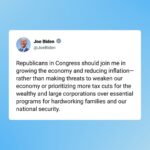 Joe Biden Instagram – Republicans in Congress should join me in growing the economy and reducing inflation.