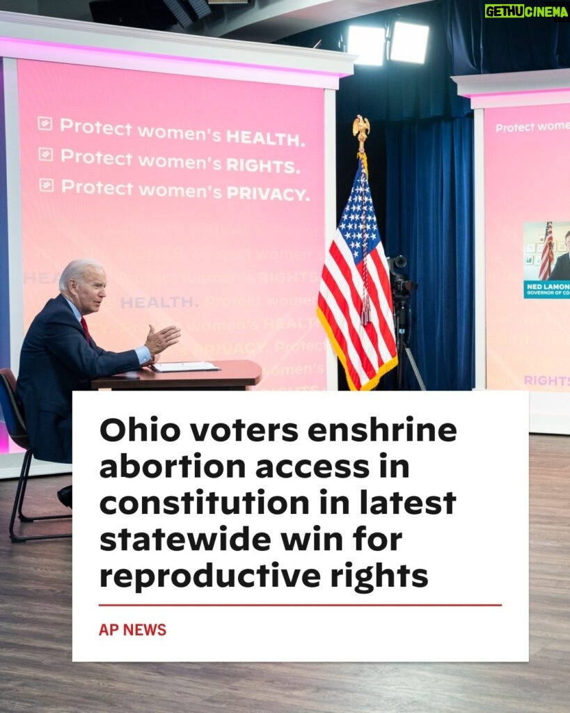 Joe Biden Instagram - Last night, Ohio voters protected access to reproductive health in their state constitution. Ohioans and voters across the country rejected attempts by MAGA Republican elected officials to impose extreme abortion bans that put the health and lives of women in jeopardy.