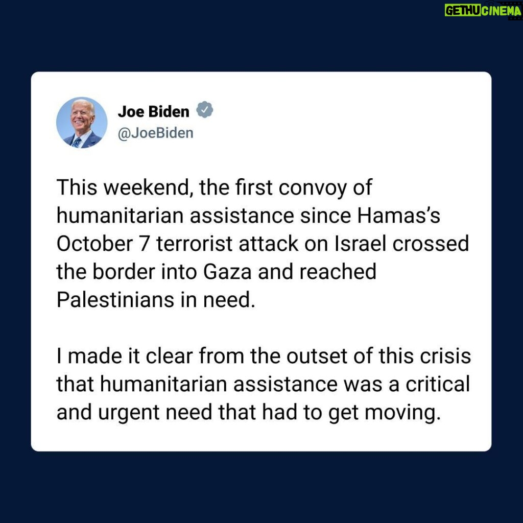 Joe Biden Instagram - I made it clear from the outset of this crisis that humanitarian assistance was a critical and urgent need that had to get moving.