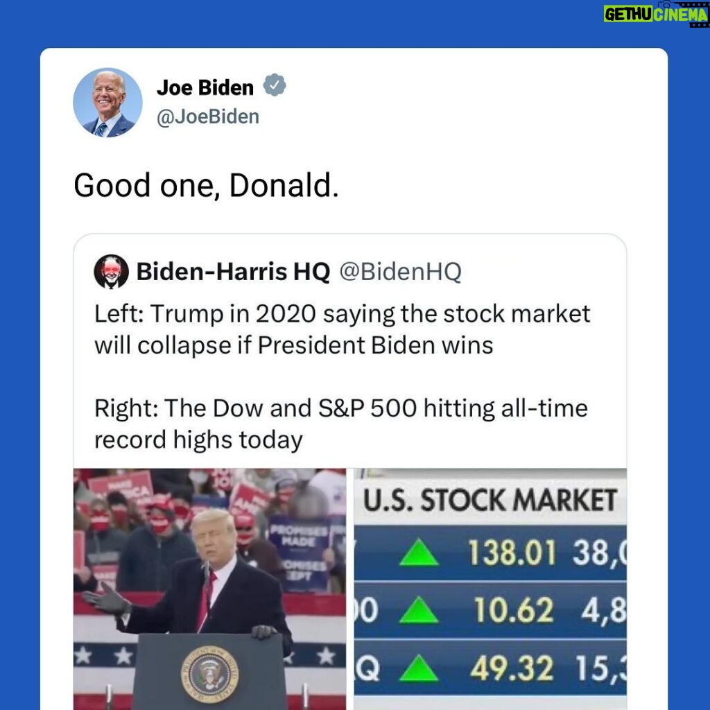 Joe Biden Instagram - Good one, Donald.