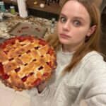 Joey King Instagram - Every fucking time I make a pie I somehow become dory from finding fucking Nemo and forget. I become ABSOLUTELY delusional. “Oh I love making pie”. Oh do you Joey? You lying little shit. DO NOT EVEN TALK TO ME WHEN IM TRYING TO WORK WITH THE CRUST. Crust. Fuck crust. Crust is such a whiny little bitch. Crust is like Goldilocks. “you didn’t process me long enough so now I won’t form a shape even resembling dough” or “oh you processed me too much so now I’m the consistency of play-do” like???? Anyway this is my Strawberry rhubarb pie. It was excellent. 10/10. will be doing it again soon.