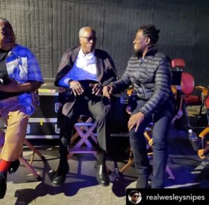 John Amos Instagram - Many Thanks Wesley. It was my pleasure to work with you too Young Man! -J.A. REPOST• @realwesleysnipes How do I put into words the admiration and respect I have for @officialjohnamos? 🙏🏿 I am so deeply honored to have worked with you. 

Photo Credit: @paulyfilms00 

👑”Coming 2 America” is OUT NOW on Amazon Prime! #Coming2America

@amazonprimevideo @ZamundaRoyals 
#zamundaroyals #coming2america2 #comingtoamerica2 #eddiemurphy #wesleysnipes #generalizzi #izzidoesit #princeakeem #daywalkerklique #amazonprime #whoseauntieisthis #johnamos