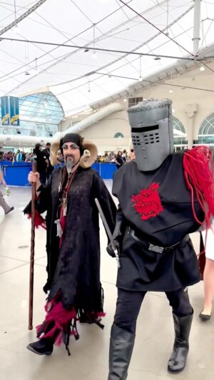 John Cleese Instagram - Brilliant!

REPOST • @fleshandbloodcosplay Rode into SDCC 2023 like Monty Python royalty 👑 🥥  #fleshandbloodcosplay #montypython #montypythoncosplay #theblackknight #knightswhosayni #shrubbery #timtheenchanter #montypythonandtheholygrail #sdcc2023