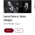 John Gallagher Jr. Instagram - I’m really thrilled to be joining the bill for not one but TWO shows with the tremendous @pattenlauren at @rockwoodmusichall next month! June 3rd and 5th. Tickets are on sale now. I’m pretty sure I’ll be able to play the guitar again by then.
