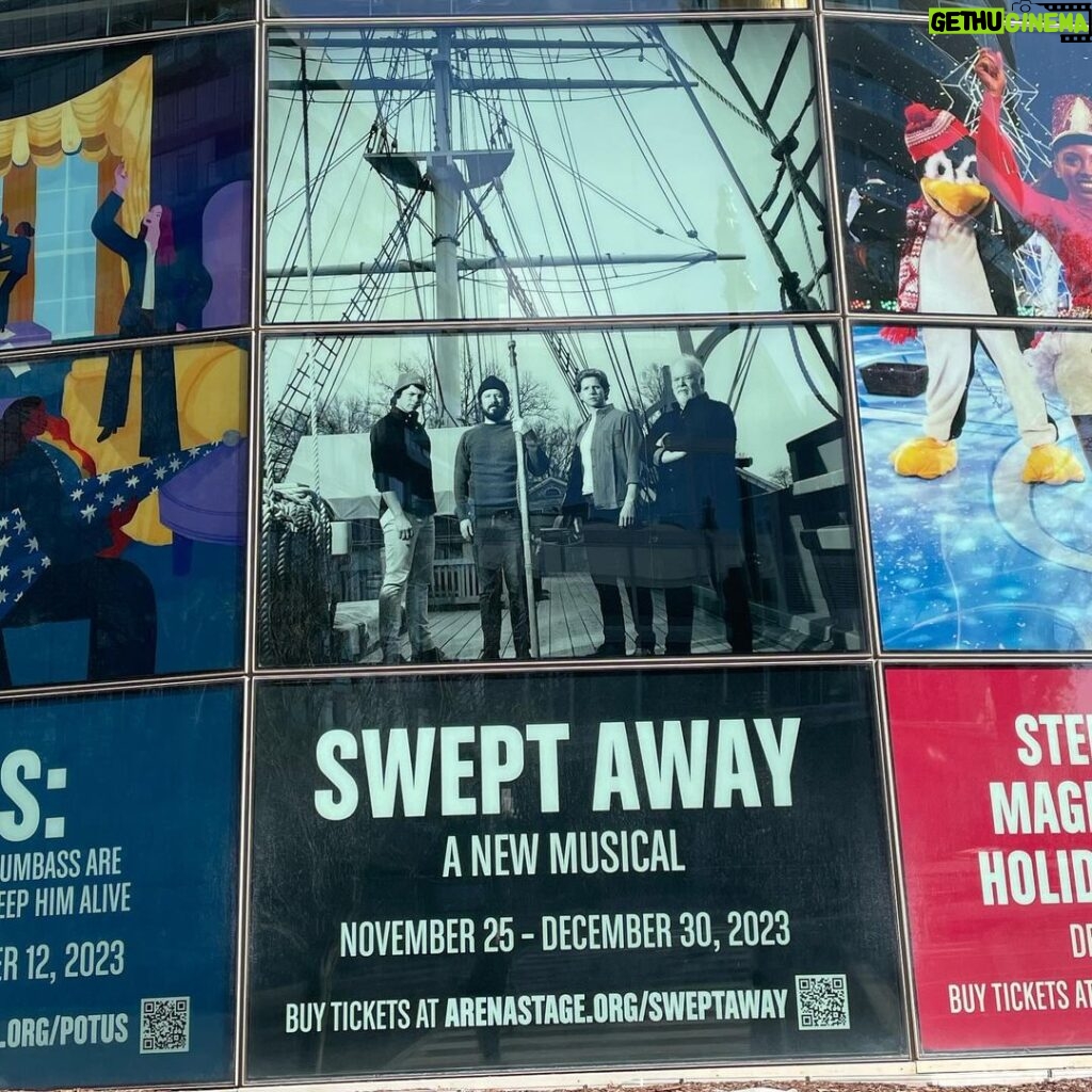 John Gallagher Jr. Instagram - The lads are on deck and previews for @sweptawaymusical are underway at @arenastage. It’s a thrill to see this giant @crackerfarm photo taken a few years back at the @mysticseaportmuseum on the side of the theater every day when I come to work. ⚓️
