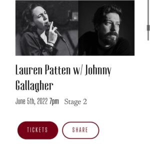 John Gallagher Jr. Instagram - I’m really thrilled to be joining the bill for not one but TWO shows with the tremendous @pattenlauren at @rockwoodmusichall next month! June 3rd and 5th. Tickets are on sale now. I’m pretty sure I’ll be able to play the guitar again by then.