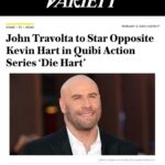 John Travolta Instagram - I’m excited to be part of Quibi’s new series called “Die Hart” along with Kevin Hart! Swipe up on my stories for the full articles! #DieHart 🙌🏻🔥