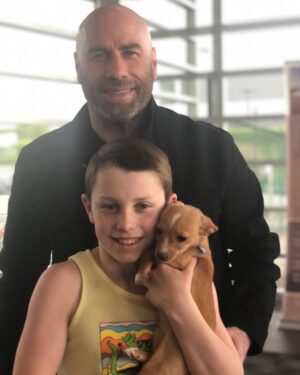 John Travolta Instagram - Ben adopted this dog from last nights Oscar tribute to Betty White. Thank you @curtisleejamie & @pawworks