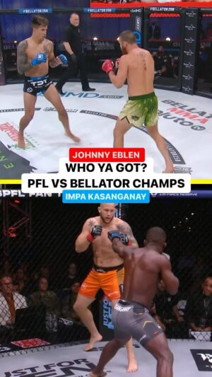 Johnny Eblen Instagram - The Bellator Middleweight World Champion. 2023 PFL Light Heavyweight World Champion. Only one sits on the throne in Riyadh 👑

Who do you got?

@johnnyeblen x @impak5 

#PFLvsBellator | #RiyadhSeason