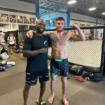 Johnny Eblen Instagram - Camp in full swing • Sparring with 6x world kickboxing champ @artem_levin • @functionalpatterns • Shootin shit • Eatin 🥩 with my new @crimsontactical 🔪 • Learning daily from my coaching staff @kingmofh @mikebrownmma @thiagoalvesatt
