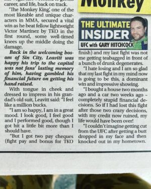 Jordan Leavitt Instagram - Momma! I'm in the paper!!!🐵👑
That's pretty nifty 🥸
I may have to travel across the pond and finish my character arc one day...
#longlivethemonkeyking 

Jokes aside, being a heel in London was loads of fun 🤣

Cred: @garyh_mma

#mma #bjj #ufc #jordanleavitt