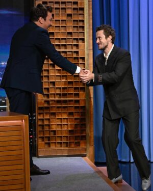 Joseph Quinn Instagram - Thank you @jimmyfallon for having me. Also - @gucci -  I love it. Thank you. Excellent. Thank you.