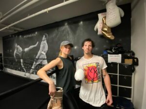 Josh Dun Instagram - debby is a boss at boxing and i sweat through my blink 182 shirt