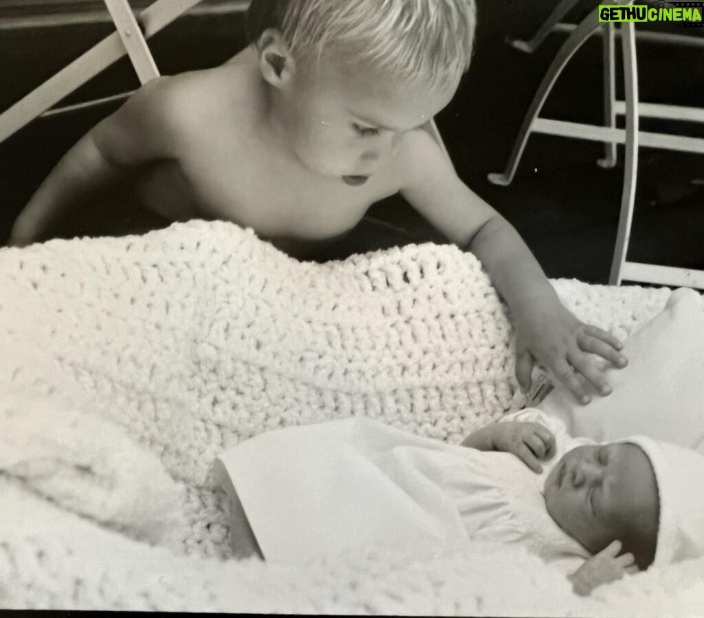 Josie Bissett Instagram - I have been sorting through “memorabilia“ this past week. This one captures my heart ❤️ a photograph of my son Mason @mason8estes , in awe of his newborn baby sister Maya @maya.estess 🌹 ❤️🙏#memories #grateful #blessings