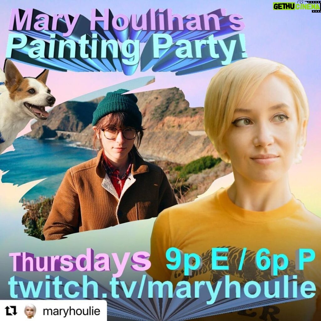 Julia Pott Instagram - Join @maryhoulie and I tonight as we paint the cosmos. Hey pals! It’s me, Mary’s Social Liaison (@forrestphillips) Tonight Mary is painting with @juliapott! The theme? COSMOS (but you don’t have to just paint a pale blue dot!) TONIGHT 9p ET / 6p PT twitch.tv/maryhoulie