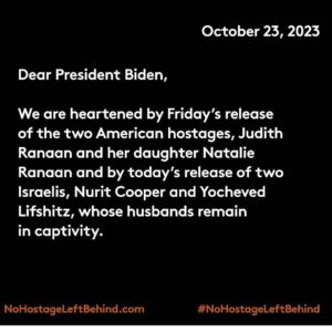 Julianna Margulies Instagram - Today we came together in solidarity not to divide but to unite to thank President Biden for his work releasing the hostages and urge all to #nohostagesleftbehind