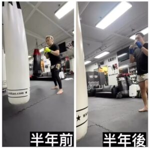 Justin Cheung Instagram - 半年前，踢到盡都係到腰。
半年後，終於踢到頭。

一切都係用時間汗水推砌，冇捷徑。
多謝教練 @jason_583 ，繼續努力。
Sponsored by @wdt_fightgear 

#如果一堂係一百腳
#咁呢半年應該踢咗八千七百腳
#我同自己比較就夠
