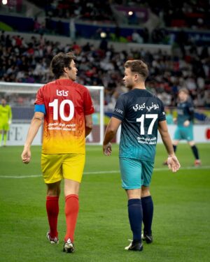 Kaká Instagram - The beautiful game has the power to change lives. Your values are capable of bringing hope. Love, respect and equality for everyone must fulfill the football environment and that’s why we call it “The Beautiful Game”. 
I thank the organization, the players, the people of Qatar and everyone who contributed to the #matchforhope ⚽️❤️

O beautiful game tem o poder de transformar vidas. Seus valores são capazes de trazer esperança. O amor, o respeito e a igualdade para com todos devem preencher o ambiente do futebol, e é por isso que o chamamos de “Beautiful Game”. 
Agradeço a organização, aos jogadores, ao povo do Qatar e a todos aqueles que contribuíram ao #matchforhope ⚽️❤️