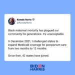 Kamala Harris Instagram - Black maternal mortality has plagued our community for generations.