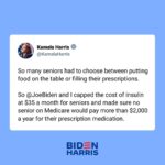 Kamala Harris Instagram - We capped the cost of insulin at $35 a month for seniors.
