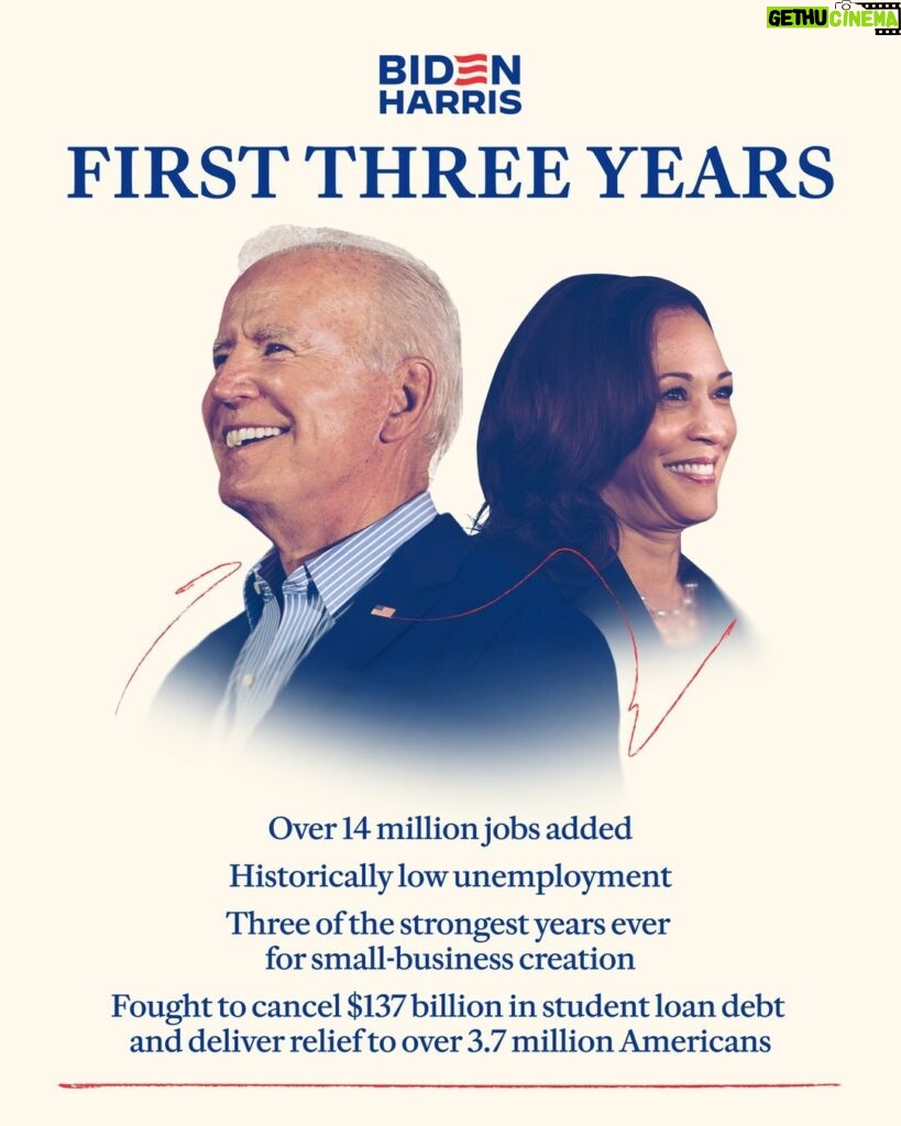 Kamala Harris Instagram - This progress is possible because the people voted for @JoeBiden and me. The work continues.