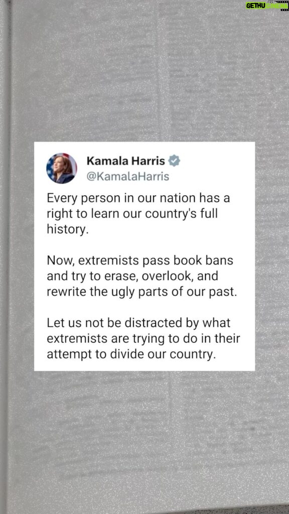 Kamala Harris Instagram - Every person in our nation has a right to learn our country’s full history.