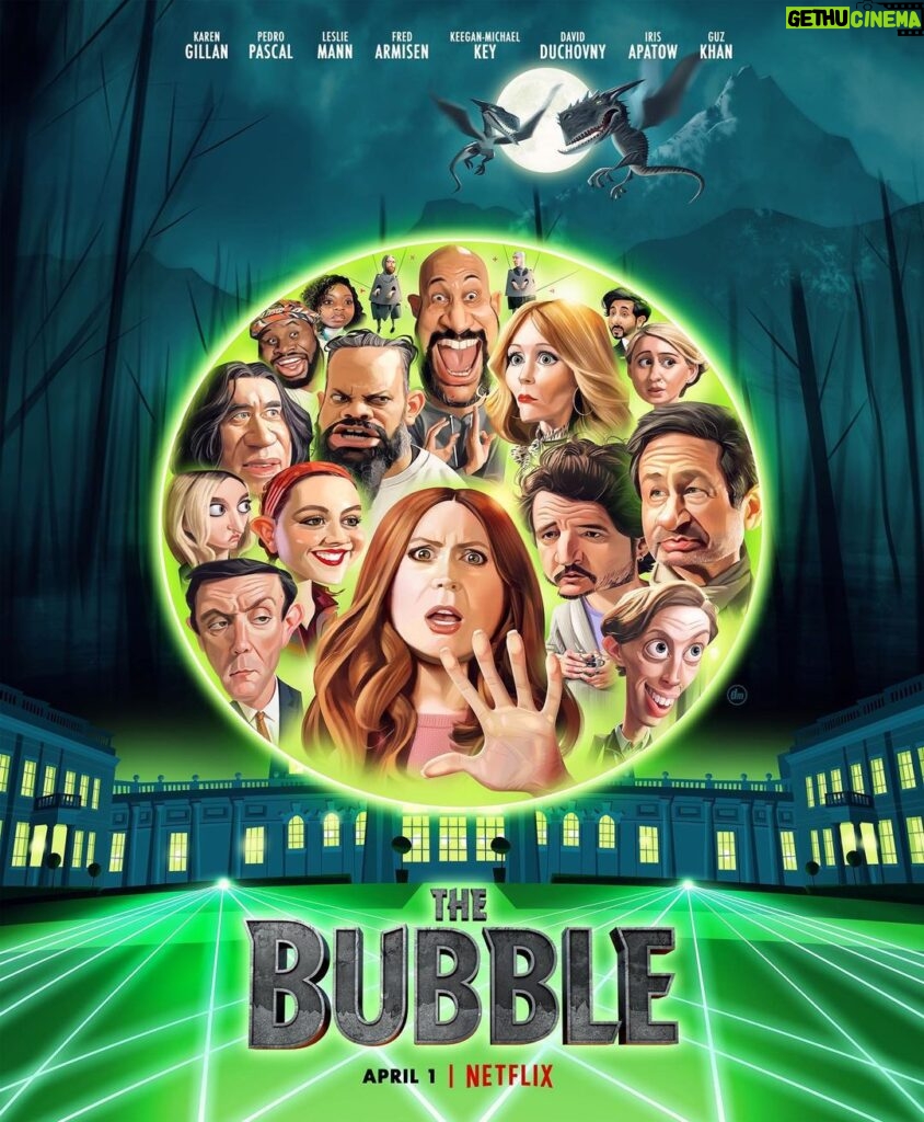 Karen Gillan Instagram - The Bubble will be on @netflix from midnight tonight! Amazing poster by @illustratordean
