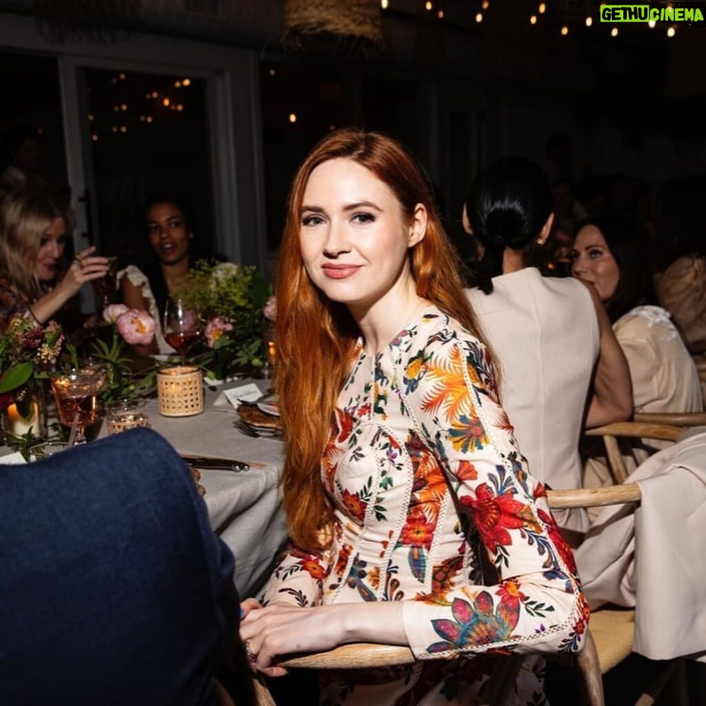 Karen Gillan Instagram - A beautiful evening with @zimmermann in the Hamptons. Thanks for having me. #zimmermann Hair/make up @jodieboland East Hampton, NY