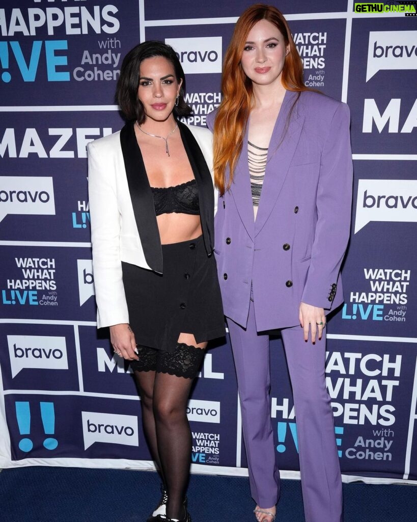 Karen Gillan Instagram - Well I just about lost my goddamn mind getting to be on @bravowwhl to chat all things Vanderpump Rules (which I watched for 4 hours A DAY while getting into Nebula make up). #guardiansofthegalaxyvol3 Outfit @stellamccartney Styling @rebeccacorbinmurray Make up @kaleteter Hair @thedavidcruz New York, New York