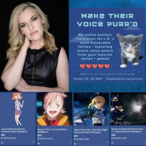 Kari Wahlgren Instagram - Many of you know how much I love our feline friends 😻 and also how I love to support @kittybungalow as an amazing center for cat care and rescue. 

Here are some of the items I've donated for the "Make Their Voice Purr'd" auction through the end of the month! 

Check out all the items at the link in my bio! 🐾

#adoptdontshop #kittiesofinstagram #catrescue #supportcatrescues