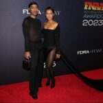 Karrueche Tran Instagram - I was so honored to present my boo @brandonblackwoodnyc his ‘Launch of the Year’ award at the @footwearnews awards 🖤 I love you and am beyond proud of you!! And I just can’t get over this custom look he made me!! Literally baby does it all! Dress, bag and shoes are all BB 👏🏽👏🏽👏🏽 @tuddynana @lizrimhair
