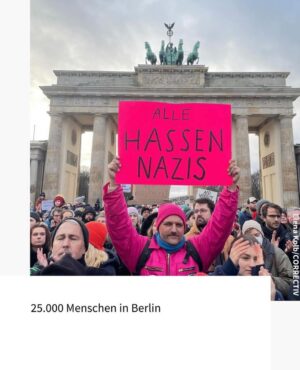 Katja Riemann Instagram - Repost von @correctiv_org 
Es ist erleichternd, diese Bilder zu sehen, und dass schnell und entschieden soviele Menschen aus offensichtlich unterschiedlichen Generationen sich zusammenfanden an so vielen Orten. Dank an all jene, die proaktiv und zügig dies organisierten, überall. 
Ich bin derzeit nicht in Deutschland, werde euch unterstützen, sowie zurück. Bis dahin winke ich euch zu und bin dankbar, dass man in diesem Land verstanden hat, dass WIR die Demokratie sind. Was für ein gutes Zeichen auch in die Welt….