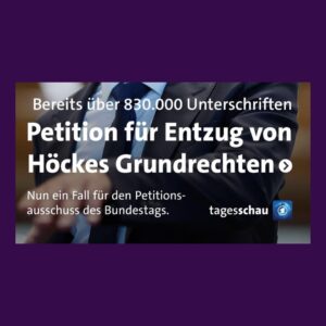 Katja Riemann Instagram - Hier nochmal eine gute Erläuterung der @tagesschau , was die Idee dieser Petition ist, in der Bezug genommen wird auf Artikel 18 des GG. Und für jene, die noch nicht unterschrieben haben, das aber gern möchten, geht es m einfachsten über den link in der Bio von @campact.de 

Demokratie ist kein Garant, die kommt nicht einfach so und setzt sich auf deinen Schoß. Sie lebt nur, wenn wir alle mitmachen und sie bewahren. Jetzt ist so ein Moment, wo wir das tun müssen und es ist gut zu sehen, wie viele aktiv werden. 

Grüße euch vom anderen Kontinent.
@correctiv_org

Bereits ü 1.2 Mio Unterschriften