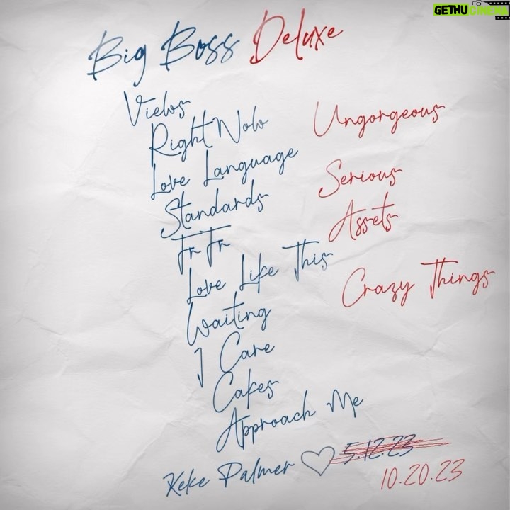 Keke Palmer Instagram - Big Boss Deluxe out this Friday 10.20.23! Pre-save now: 🔗 in bio