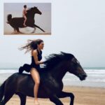 Kerri Kasem Instagram - In 1979, at the Century City movie theater on Avenue of the Stars, I watched The Black Stallion sitting next to my dad. At 7 years old, I already loved horses but this movie changed my life! My dad took me to see it every single weekend until it left the theaters. All I thought about and dreamed about was horses! I thought, one day, I will ride on my black stallion just like Alec Ramsey did in the movie, on the beach, no reins, no saddle just me and my horse. It took me over 40 years to make this dream come true… But I did it! My life has returned to horses in such a beautiful way! Living my dream, living my best life and happier, at almost 50 years old, than ever before! Don’t wait, life is short. I put this Nike quote in my high school yearbook in 1991… JUST DO IT!!! TY @yassine_cavalier for making my dream come true! 🐴❤️ #BlackStallion #Horses #Beach #liveyourdreams