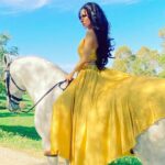 Kerri Kasem Instagram - Good Morning!!! ☀️ #BTS for @fashionmagazinenyc by @arezoojalali_photography! Thank you to the team! 💛 @jbeauty_xoxo - make-up @sky_is_dlimit - stylist @pr_solo - stylehouse @friesiansm - Jardim MT Lusitano horse @carlossantosdressage - trainer Jardim MT #Lusitano #YellowDress #NewYorkFashion #goodmorning