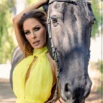 Kerri Kasem Instagram - “The best way to know any future is to cause one.” - LRH I want you to be successful and happy. 💛 Don’t depend on anyone to do it for you, do it yourself! If you don’t know how to do it, read a book, watch a video, find a mentor! Another beautiful photo by @arezoojalali_photography during the @stylecruze magazine shoot! Make-Up by @makeupnadiya.ca Horsey - @friesiansm Shari Mahaffey Yellow Dress - @stello #YellowDress #friesian #Auburnhair #horseandrider
