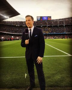 Kevin Patrick Egan Instagram - Hosting from the sidelines of the Santiago Bernabéu in Madrid, and the Camp Nou in Barcelona. These are from the peak years of Messi vs Ronaldo, MSN vs BBC. Always grateful for these unforgettable experiences. #LaLiga is back! Enjoy 🇪🇸⚽️♥️ Madrid, Spain