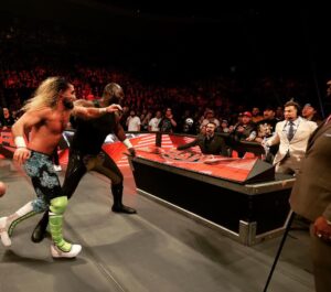 Kevin Patrick Egan Instagram - Monday vs Tuesday evenings! Similar odds of getting squashed 👊🏼😆 

#WWERaw #WWE