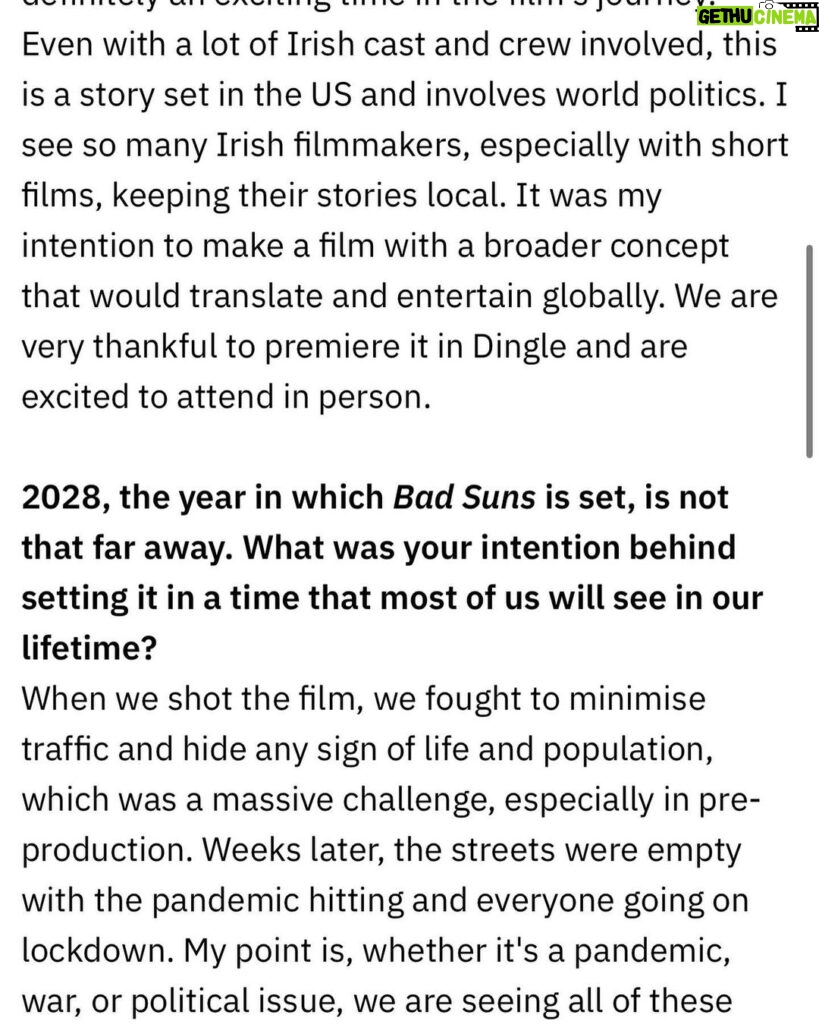 Kevin Ryan Instagram - Massive thanks to @rteone @rte_entertainmentonline for such a great piece on @badsunsfilm LINK IN BIO for full article