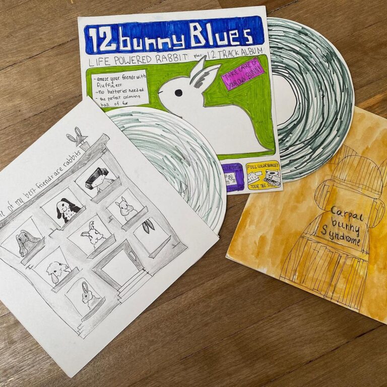 Kid Koala Instagram - my daughter made some variant album covers inspired by our pet rabbit. 🤣✨
