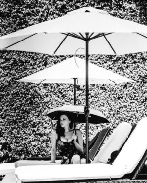 Kim Director Instagram - I remember when LA used to be sunny 

📷 @narcissusholmes 
👗 @dolcegabbana 
🌂@solumbrabysunprecautions

#nickholmes #photography #blackandwhite #la