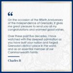 King Charles III of the United Kingdom Instagram - 🇬🇩 A message from His Majesty The King to Grenada marking their 50th year of Independence. Read His Majesty’s message in full: https://www.royal.uk/news-and-activity/2024-02-07/a-message-from-his-majesty-the-king-to-grenada-marking-their-50th-year