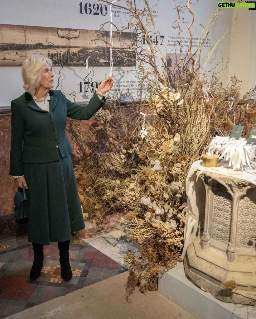 King Charles III of the United Kingdom Instagram - Today, The Queen launched Winter Flowers Week at the @gardenmuseum, celebrating seasonal blooms. The immersive installations have been created from only British-grown seasonal flowers and foliage, using environmentally-friendly materials and methods. Her Majesty toured the current museum exhibition ‘Frank Walter: Artist, Gardener, Radical’, met designers and joined a craft session for families themed around winter flowers. Read more: royal.uk/news-and-activity/2023-12-07/the-queen-opens-winter-flowers-week-at-the-garden-museum