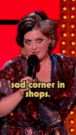 Kiri Pritchard-McLean Instagram - Anyone else banished to the sad corner?
Can't believe I'm missing Topshop on the high street.
Where is this fat lass meant to buy her thrush trousers from now? 
🦚ON TOUR 🦚
👗 @donald_stanley_ 
Earrings @fizzgoespop 
Shoe clips - @whatsupbirdie 
#liveattheappollo #comedy #standup #comedyreels #comedian